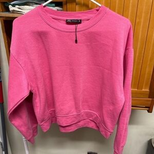 Zara Pink Cropped Sweatshirt M